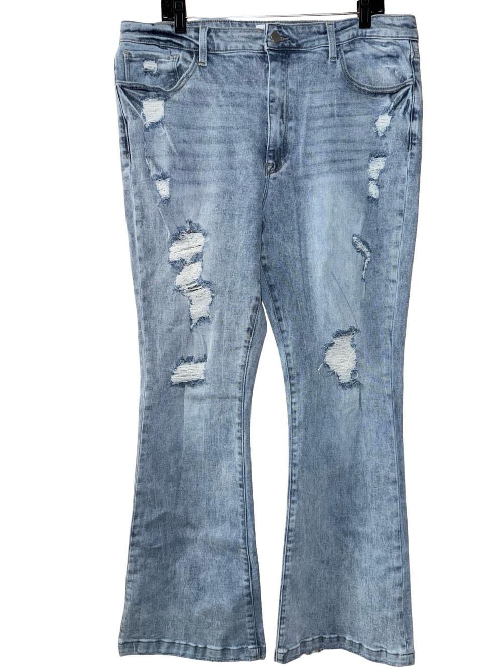 Bailey Made My Girl Extreme Distressed Flare Jeans Light Wash Women’s sz 18W